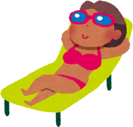 Illustration of a Woman in Sunglasses Sunbathing on a Beach Bed
