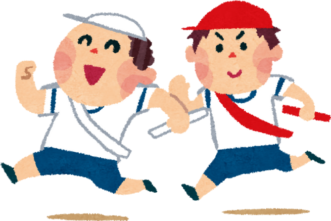 Illustration of Students in Relay Race at Sports Festival