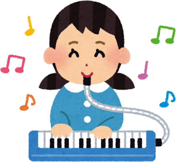 Illustration of a Happy Girl Playing a Melodica